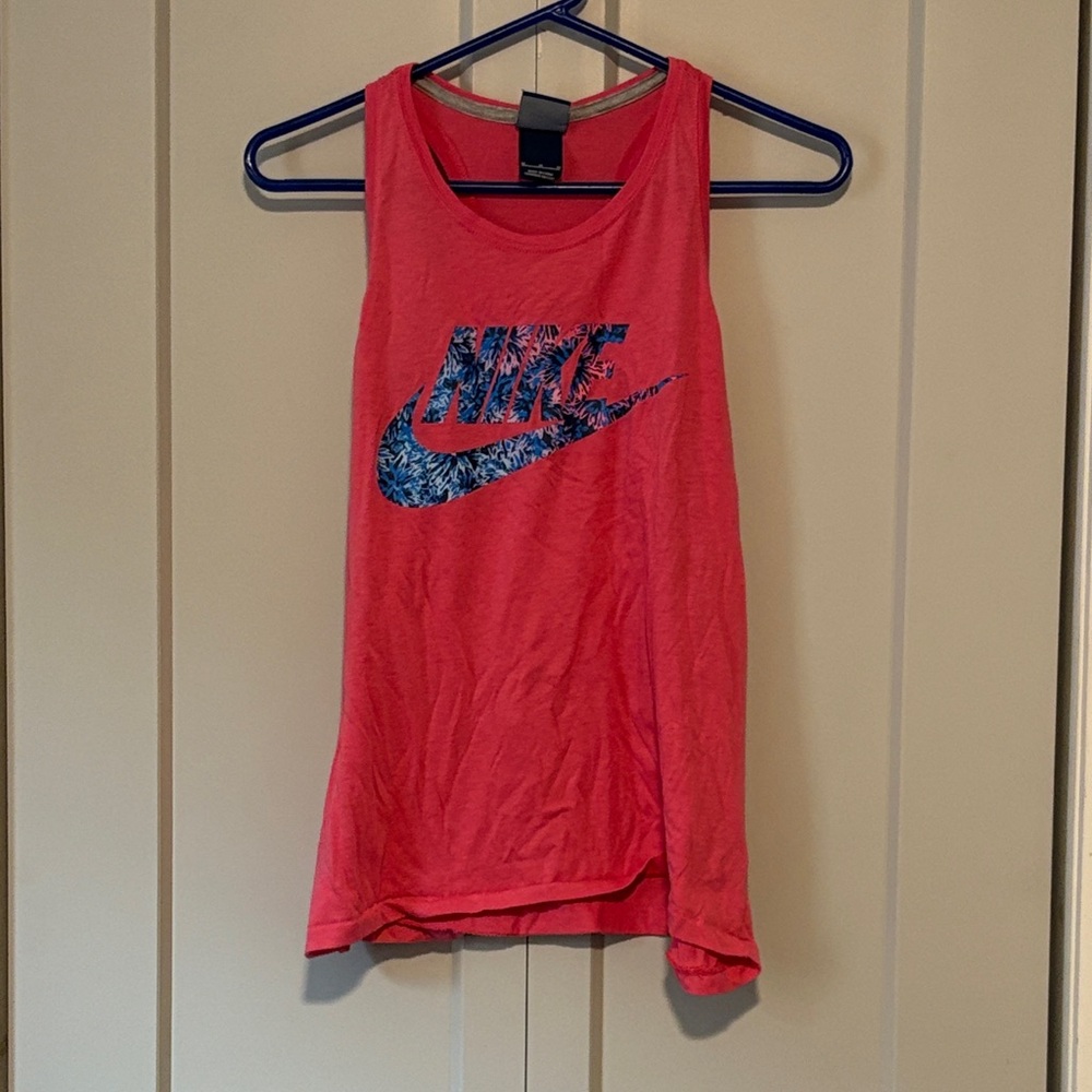 Nike Pink Tank Top with Blue Logo